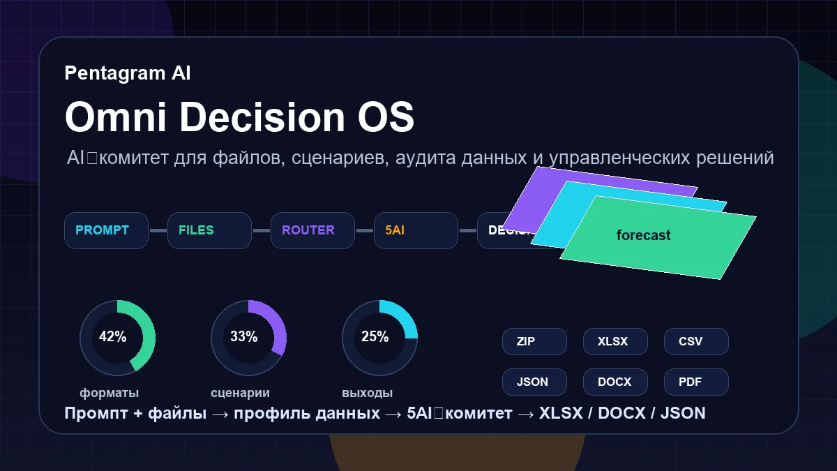 Интерфейс Pentagram AI Omni Decision OS