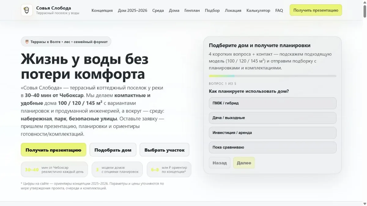 Совья Слобода — террасный поселок у воды